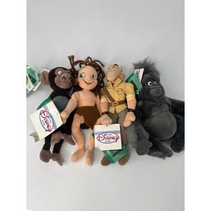 4 Disney Store Young Tarzan & Friends 9" Plush Stuffed Toy W/Tags 1999 Lot